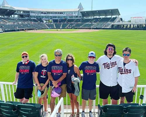 Family portrait at a sporting event